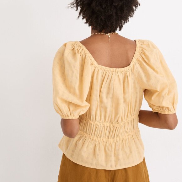 Madewell Smocked-Waist Crop Top in Autumn Gold, Size Small - Picture 3 of 8